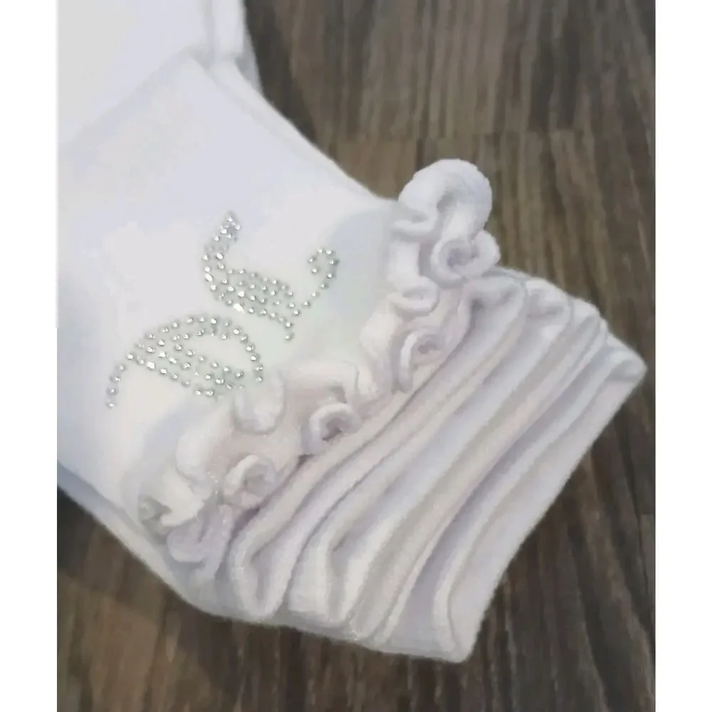 5-Pair Juicy Couture Women's White Shortie Crew Socks - Sizes 4-10 NWT